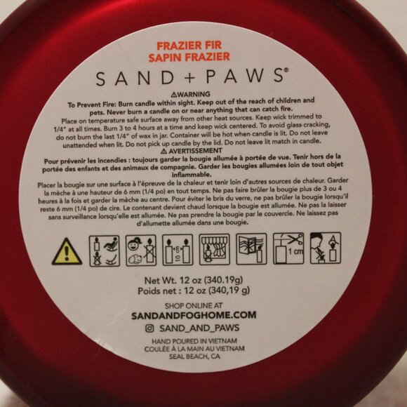 Sand & Paws Frazier Fir Scented Candle Neutralizes Pet Odor, Christmas Dog Theme - Picture 14 of 15